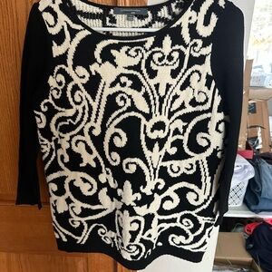 Catherine Malandrino Black and White Crew Neck Sweater